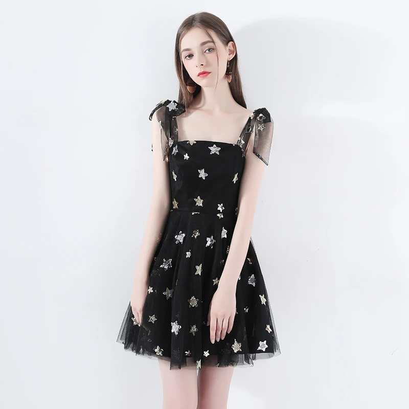 Ssyfashion новый сексуальный чёрное коктейльное платье Короткие без рукавов с