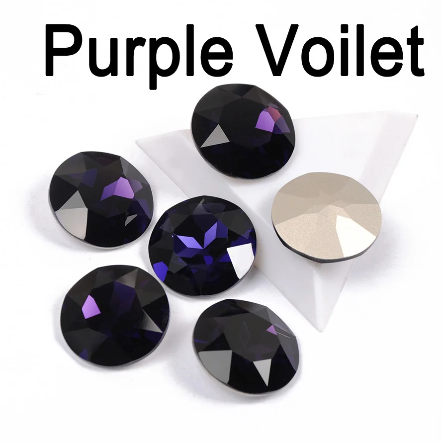 Purple Violet 27 мм Разноцветные пришитые Стразы Rivoli Crystal Strass плоские чатоны с установкой для Подвески для изготовления украшений одежда - Цвет: Purple Violet