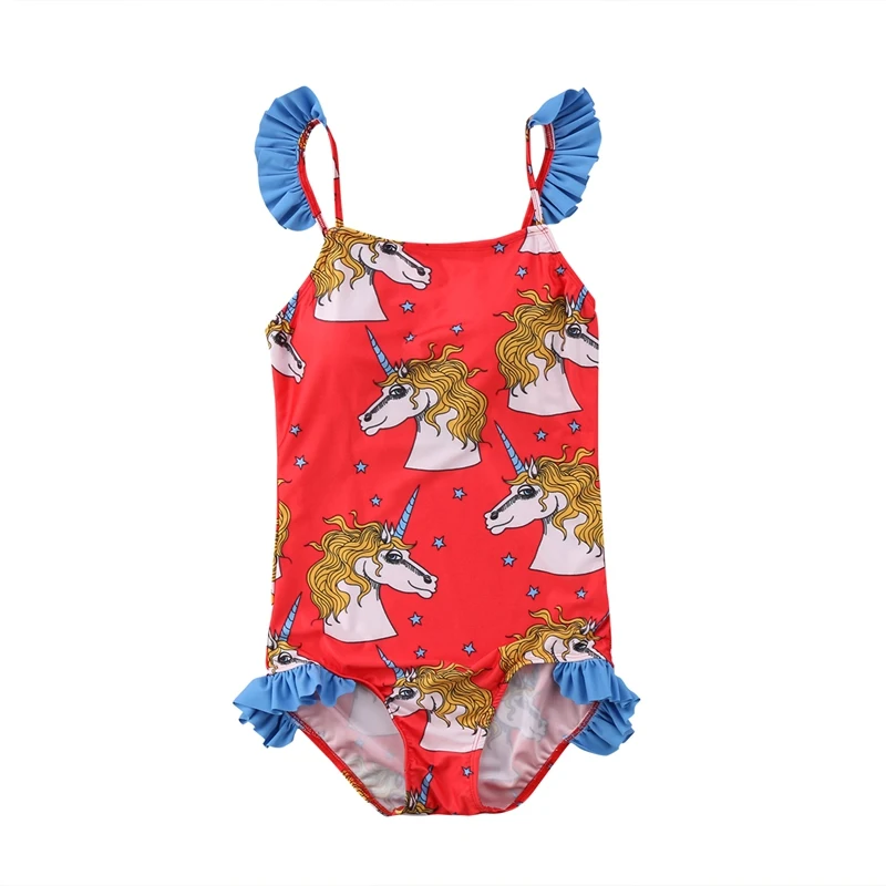 2018 Женский Детский купальник для маленьких девочек с оборками и принтом из
