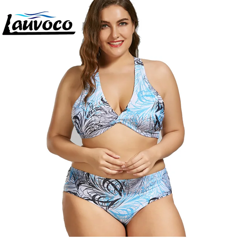 Deep V High Waist Bikini Push Up Sexy Large Size Women XL-4XL Set Print Biquini Female Swimming Suit Plus Swimwear |