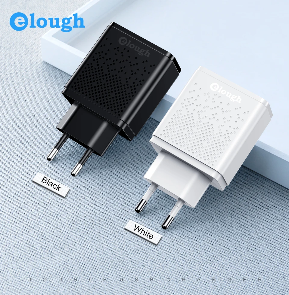 Elough USB зарядное устройство для телефона Dual EU USB зарядное устройство Блок штекер 2.4A Быстрая Зарядка адаптер для cargador usb зарядка