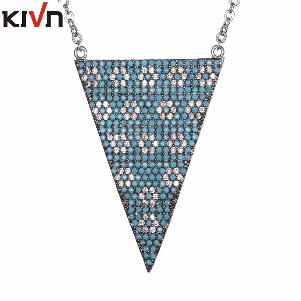 KIVN модные ювелирные изделия турецкие синие треугольники Проложить CZ кубический
