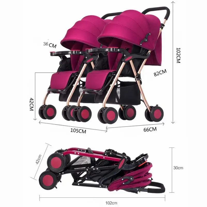 Двойная детская коляска с чехлом от дождя можно комбинировать и разделять