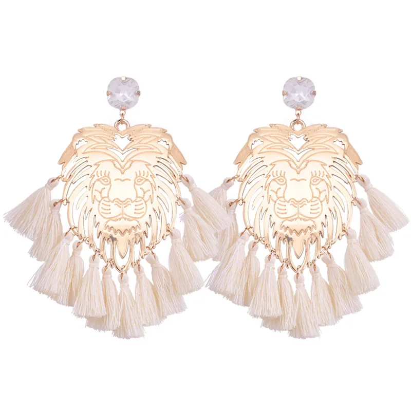 Beige Sehuoran, женские серьги с кисточками, цинковый сплав, тигровые подвески, массивные серьги, Boho, свадебные серьги, висячие серьги, опт - Окраска металла: Beige