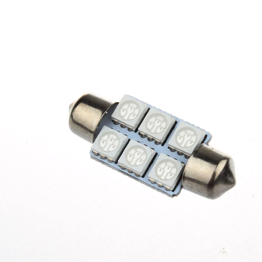 10 шт. C5W купол с фестонами 5050 SMD 6 светодиодный DE 3175 авто Интерьер двери лампы номерных знаков лампы светильник AC/DC 12V белого цвета с украшением в виде кристаллов Синий и красный цвета