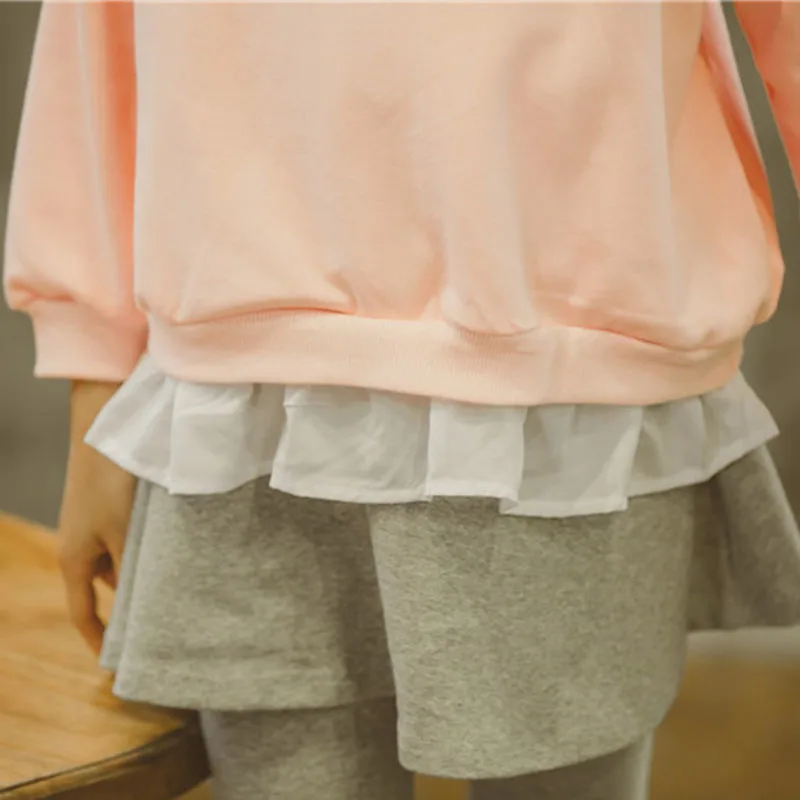 school sweatshirts 2018 casual children clothing sets sports fall outfits for girls big pants set pink tops pant suits | Детская одежда