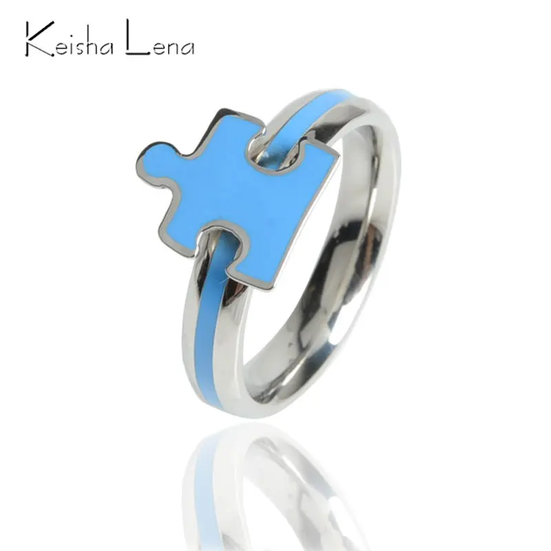 Кольца Keisha Lena 316l из нержавеющей стали пазлы синие высококачественные кольца для