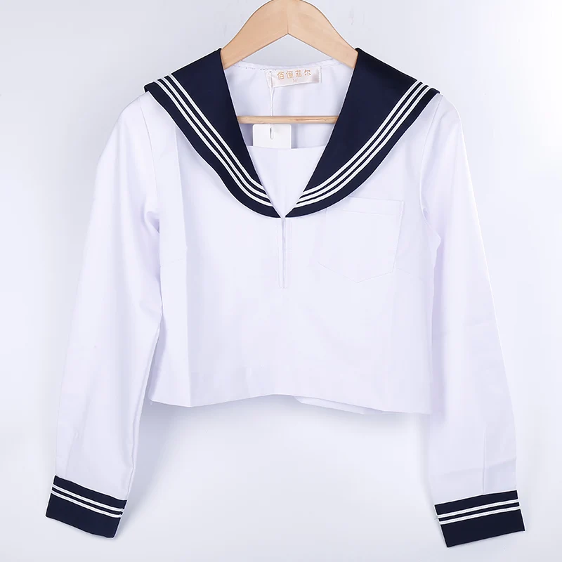 shirt Японский темно-синий матросский костюм с длинными рукавами ветер ортодоксальных студентов загружен класса обслуживания униформы jk униформы комплект с плиссированной юбкой - Цвет: shirt