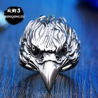 black metal eagle head ring vintage punk men ring fashion 3d design animal jewelry best selling 2018 products