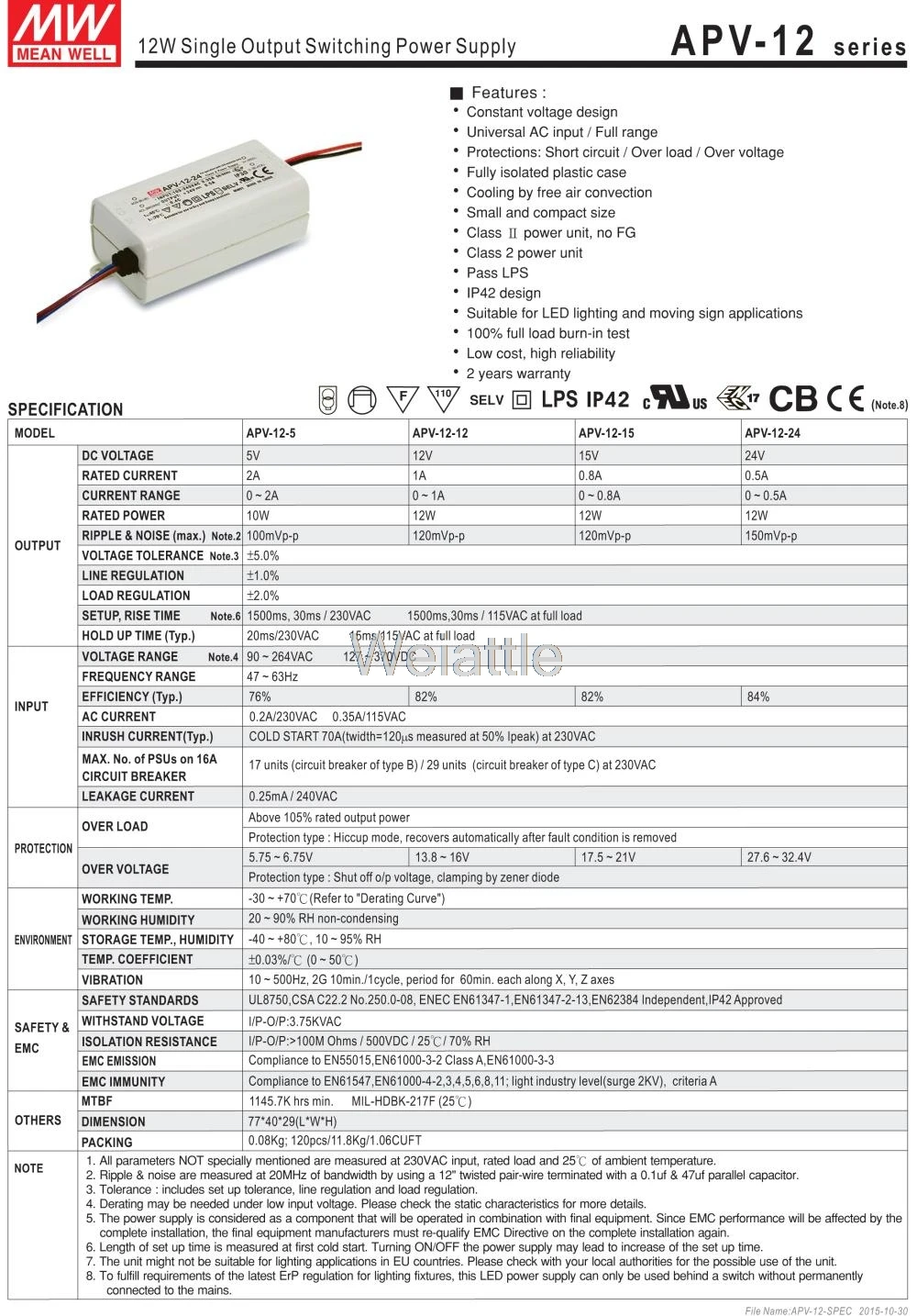Фото 5V 12V 15V 24V 0.5A 0.8A 1A 2A APV-12-12 MEAN WELL 10W 12W AC-DC LED освещение привод импульсный источник 5V 12V 15V 24V 0.5A 0.8A 1A 2A APV-12-12 MEAN WELL 10W 12W AC-DC LED освещение привод импульсный источник