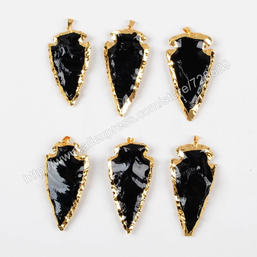 Распродажа BOROSA 10 шт. разные размеры стрелы золотого цвета подвеска из черного