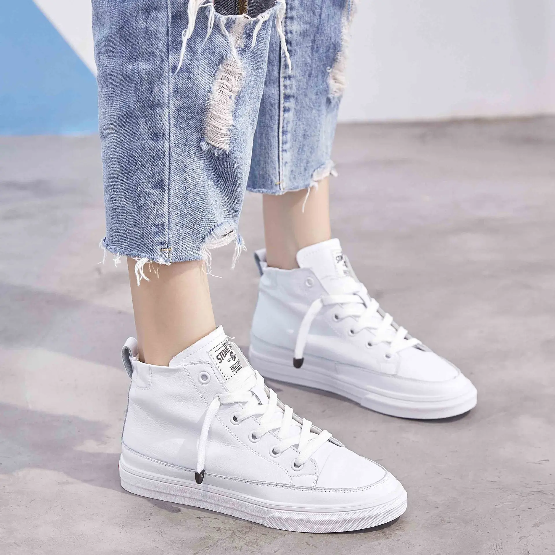 SWYIVY chaussures femme; женские кроссовки с высоким берцем; коллекция года; сезон осень; белая повседневная обувь; женские кроссовки; женская обувь из вулканизированной кожи