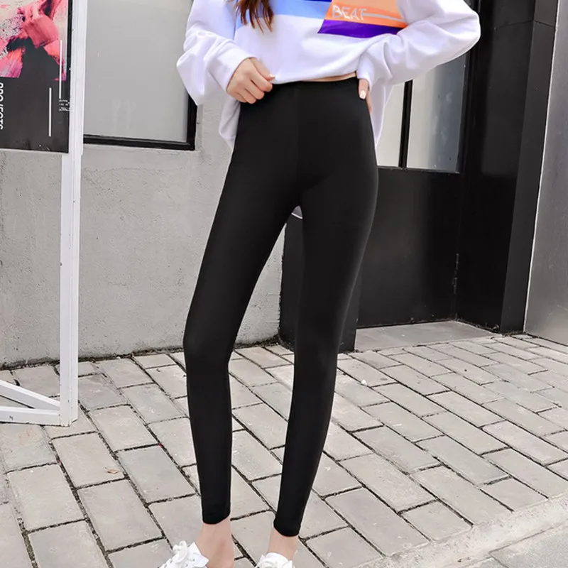 2021 Summer Women Ice Silk Plaid Leggings Korean Slimming Elasticity Pants Legging Casual Solid Women's Leggings