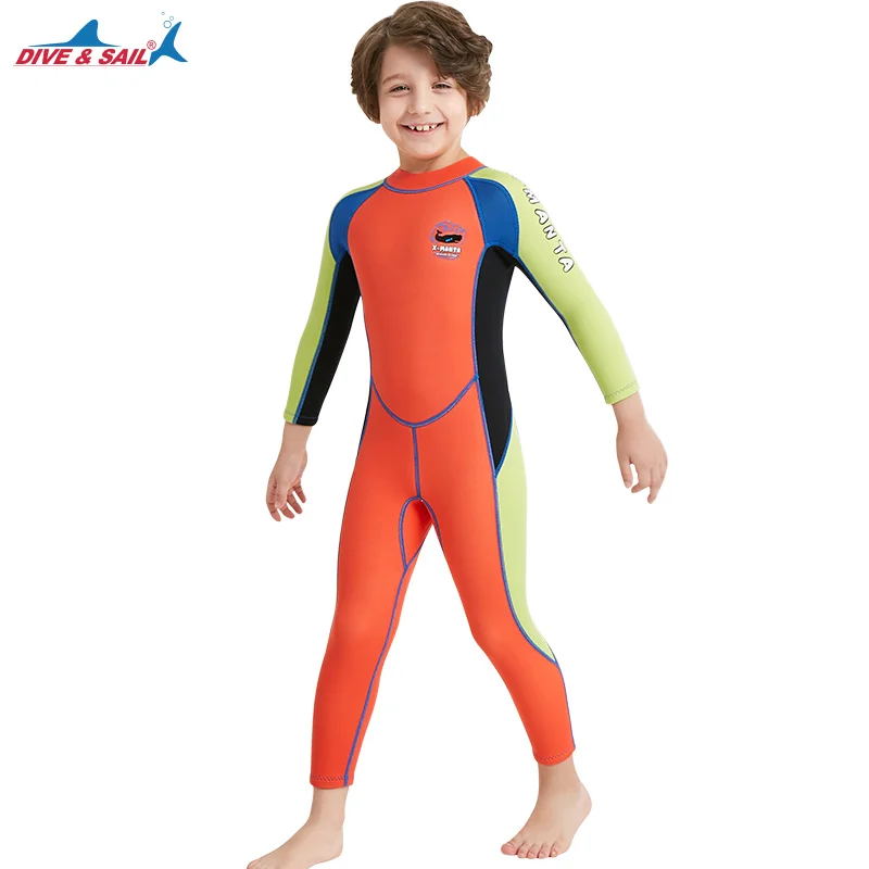 Dive and Sail Kids 2.5mm Neoprene Wet Suit Diving Wetsuit Boys Girls Swimsuits Long Sleeve Swimwear Full Body | Спорт и развлечения