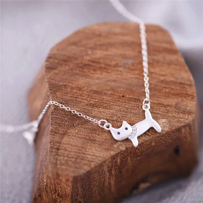 

Daisies 925 Sterling Silver Cat Pendants&Necklaces Pure Silver Kitty Animal Shape Necklace Jewelry Collar Colar de Plata