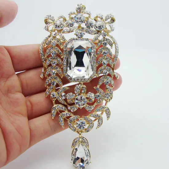 Art Nouveau модные роскошные цветок прозрачная Брошь белый Австрийские кристаллы