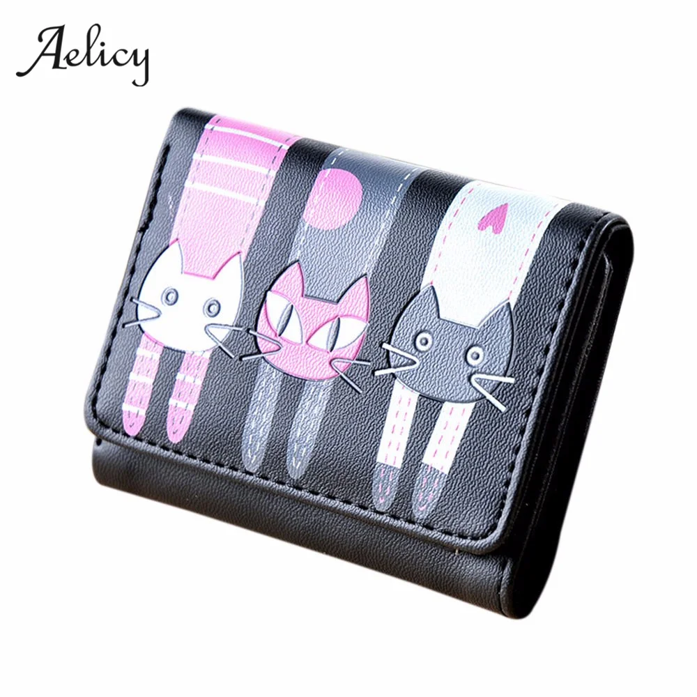 Aelicy кошелек с принтом кота для женщин женские кошельки из искусственной кожи