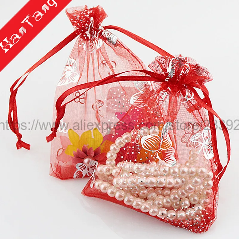50pcs Bronzing 7x9 9x12 11x16CM Organza Gift Bag Jewelry Packaging Bags Wedding Party Decoration Drawable Sachet Pouches 5Z | Дом и сад
