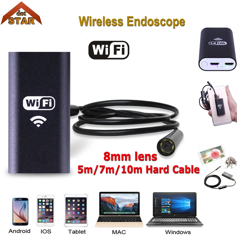 Stardot WiFi USB эндоскопа Android CMOS 8 мм Водонепроницаемый 6LED бороскоп инспекционной