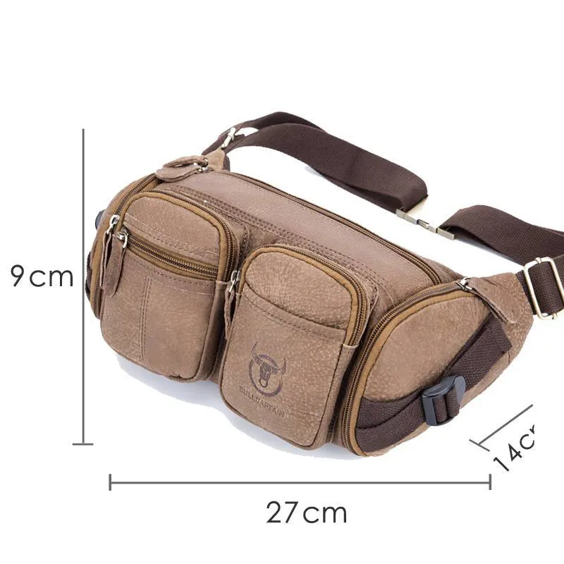 

COOL Fashion 100% Natural Genuine Leather Bag Vintage Nubuck Cow Leather Men Waist Packes
