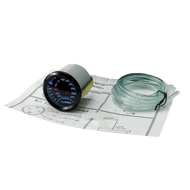 BYGD Car Gauge 2&quot 52mm Bar Turbo Boost -1~2 / 0-35PSI Vacuum Press Meter for Auto Blue Light Black Rim Shell 12V | Автомобили и