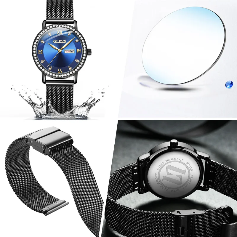 OLEVS женские роскошные часы с римскими цифрами элегантные кварцевые наручные