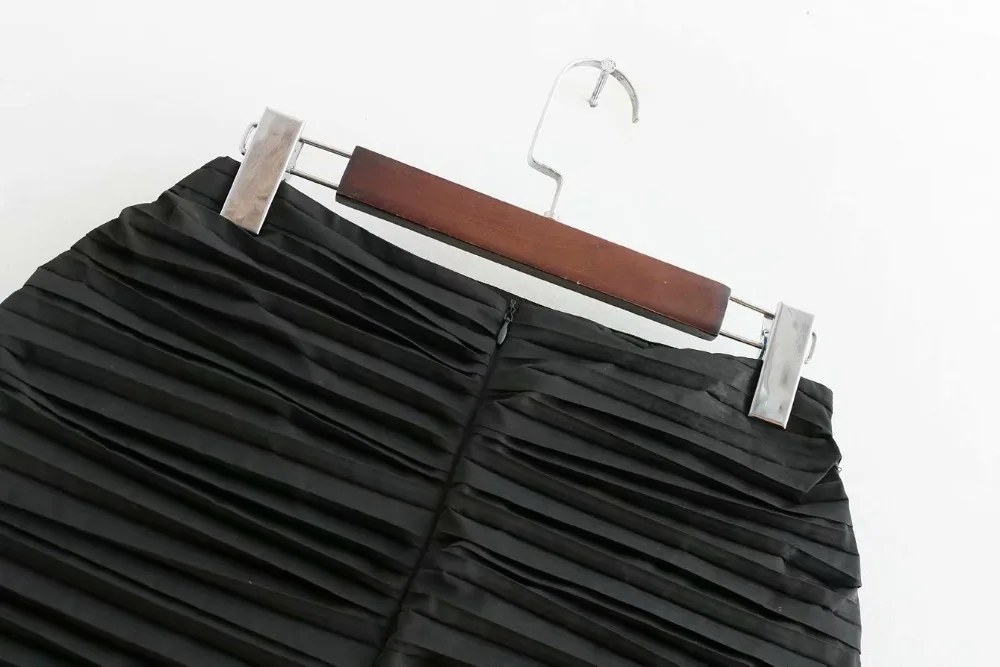 2019 Женская винтажная плиссированная юбка с оборками черная мини для похудения