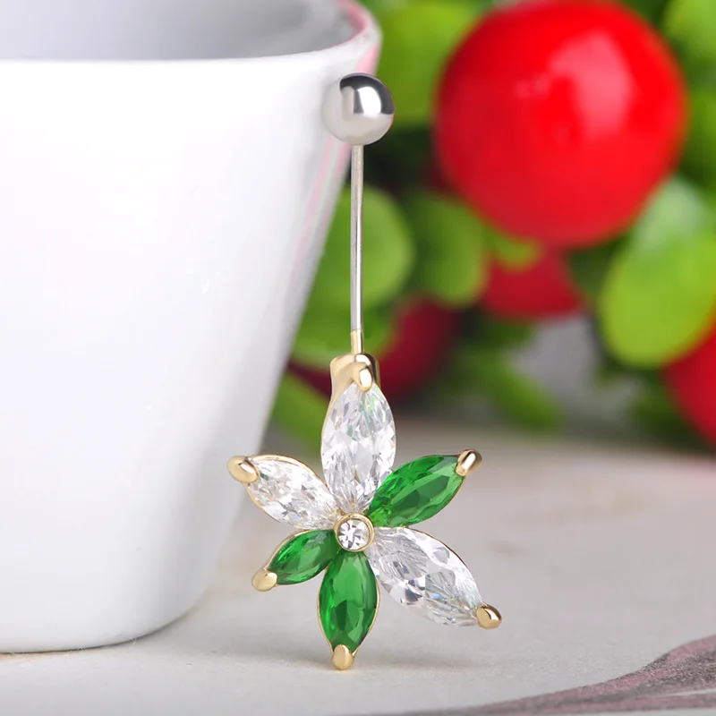 Кольца с розовым цветком и колокольчиком для пупка разные цвета|body piercing jewelry|piercing