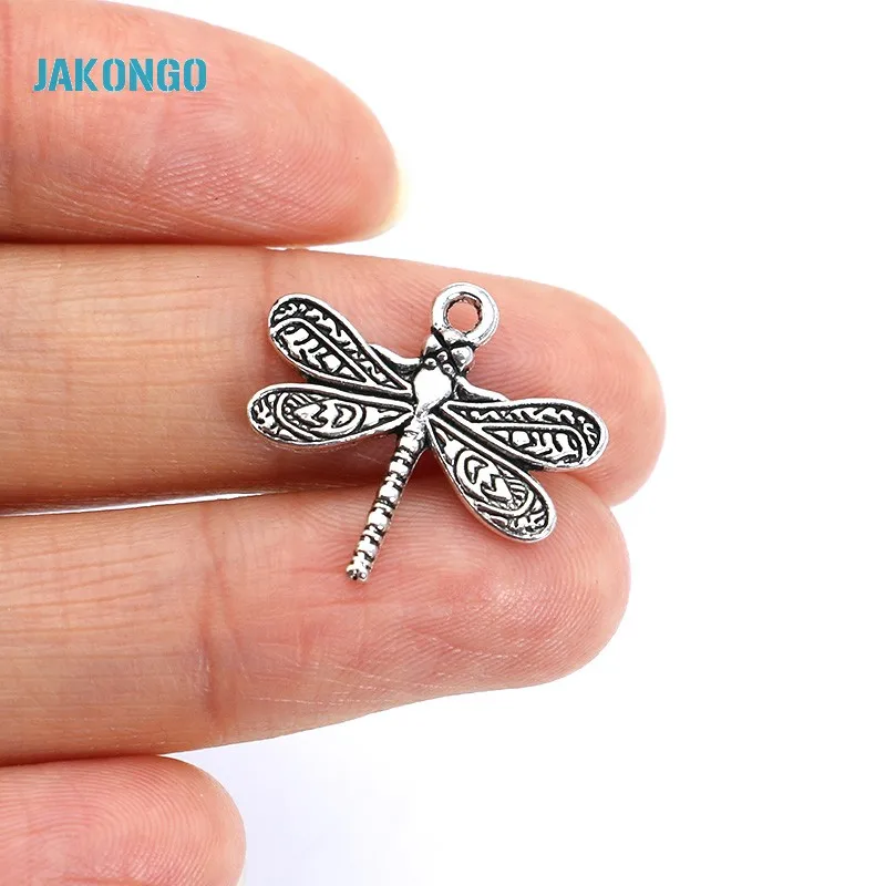 JAKONGO 10 шт. тибетские посеребренные Подвески с кулоном стрекозы для изготовления