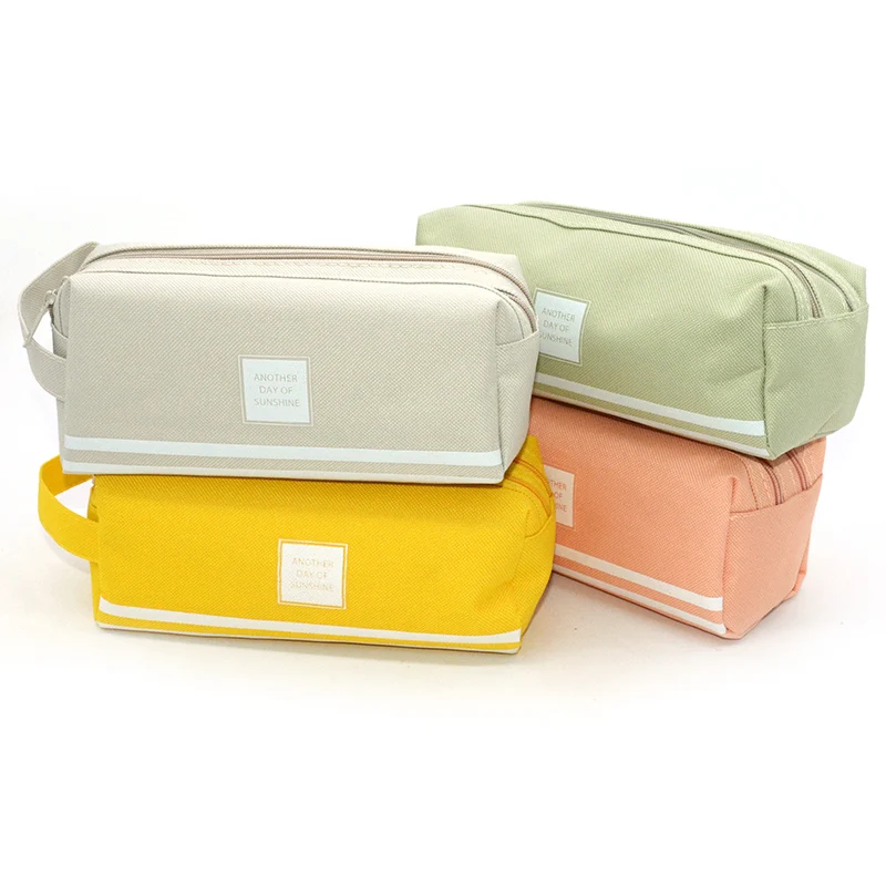 Чехол для карандашей, Одноцветный, Estuche Escolar, большая емкость, Etui Pennen Box Trousse Scolaire Stylo, чехол для карандашей, в полоску, Холщовый, с двойной молнией