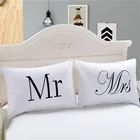 Наволочка для подушки MR MRS, декоративная белая пара, наволочка для подушки, подарок для влюбленных, одна пара подушек, Комплект постельного белья Outlet20