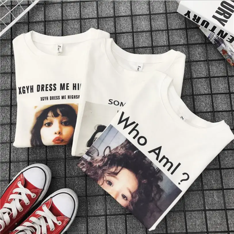 Летняя мода 2018 новые корейские Топы с коротким рукавом и принтом персонажа