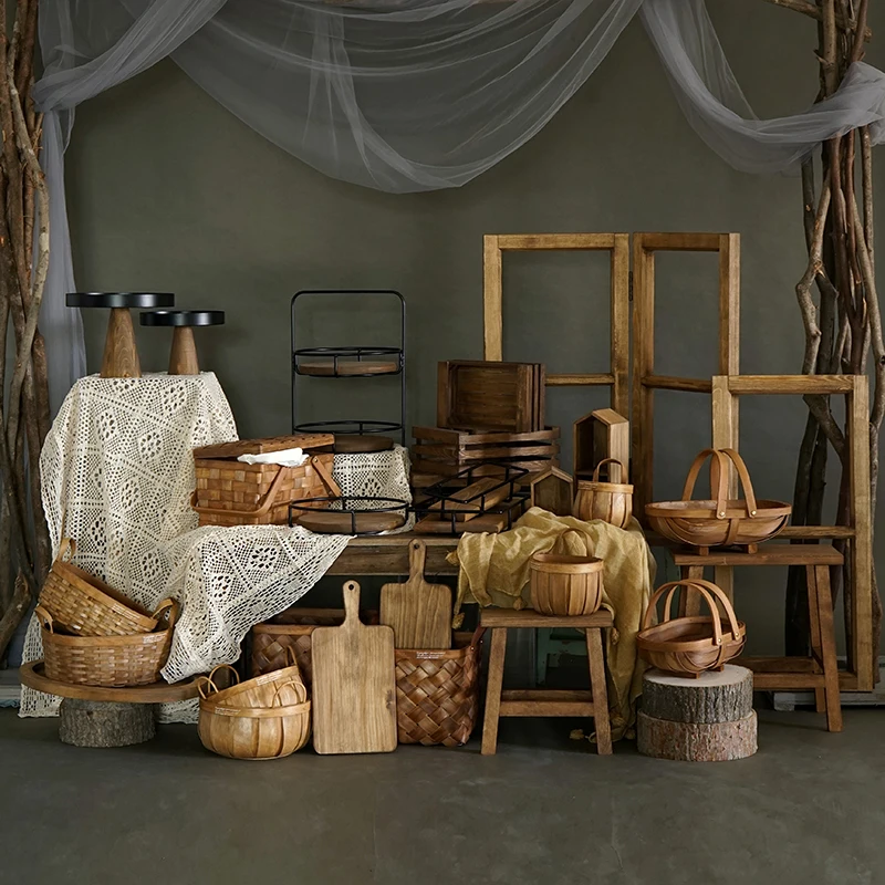 Бесплатная доставка Деревянный стеллаж для хранения Корзина пикника подставка