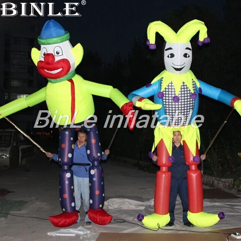 

Funny 3mH Carnival parade clown inflatable walking puppet airblown performance costumes for event decoration