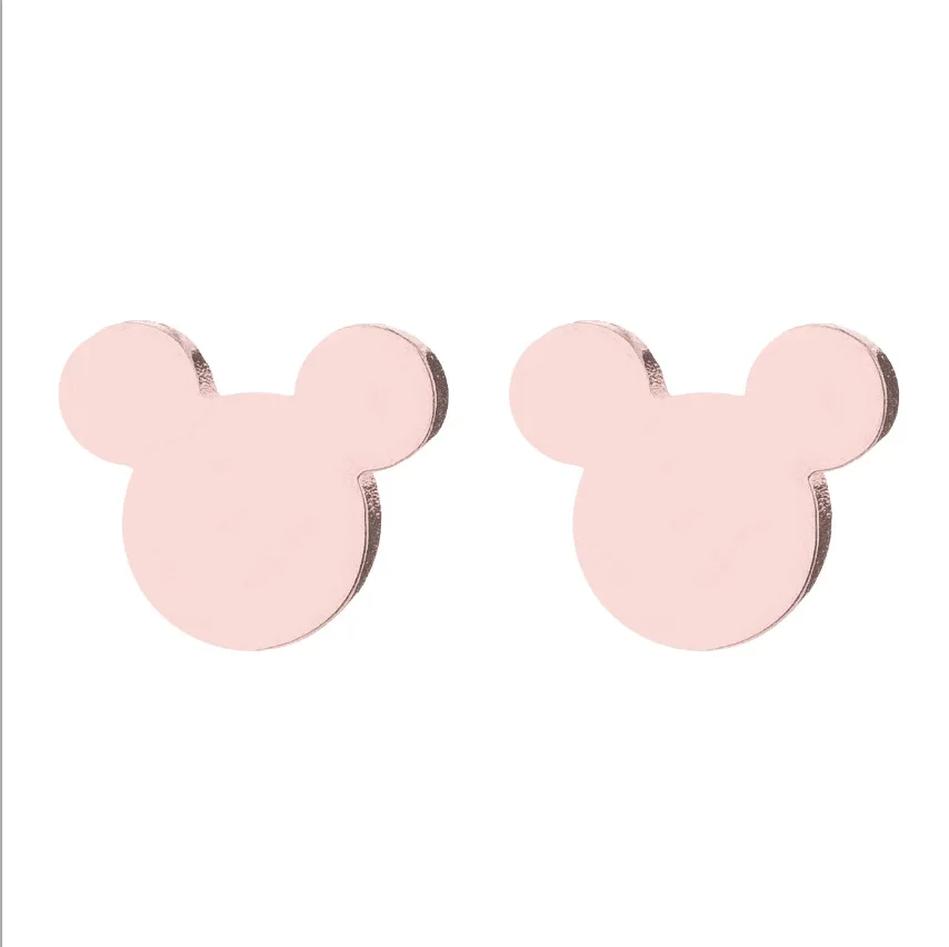 Rose Mickey Yiustar, серьги с Микки Маусом, крошечные серьги-гвоздики из нержавеющей стали для женщин, девочек, детей, полые необычные серьги с Микки, милые серьги-гвоздики Brinco - Окраска металла: Rose Mickey
