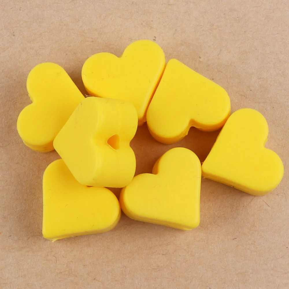 Yellow TYRY. HU 30 шт Силиконовые Бусины пищевого класса в форме сердца Детская жевательная для прорезывания зубов бусины для лучшего ухода за младенцем соска аксессуары - Цвет: Yellow