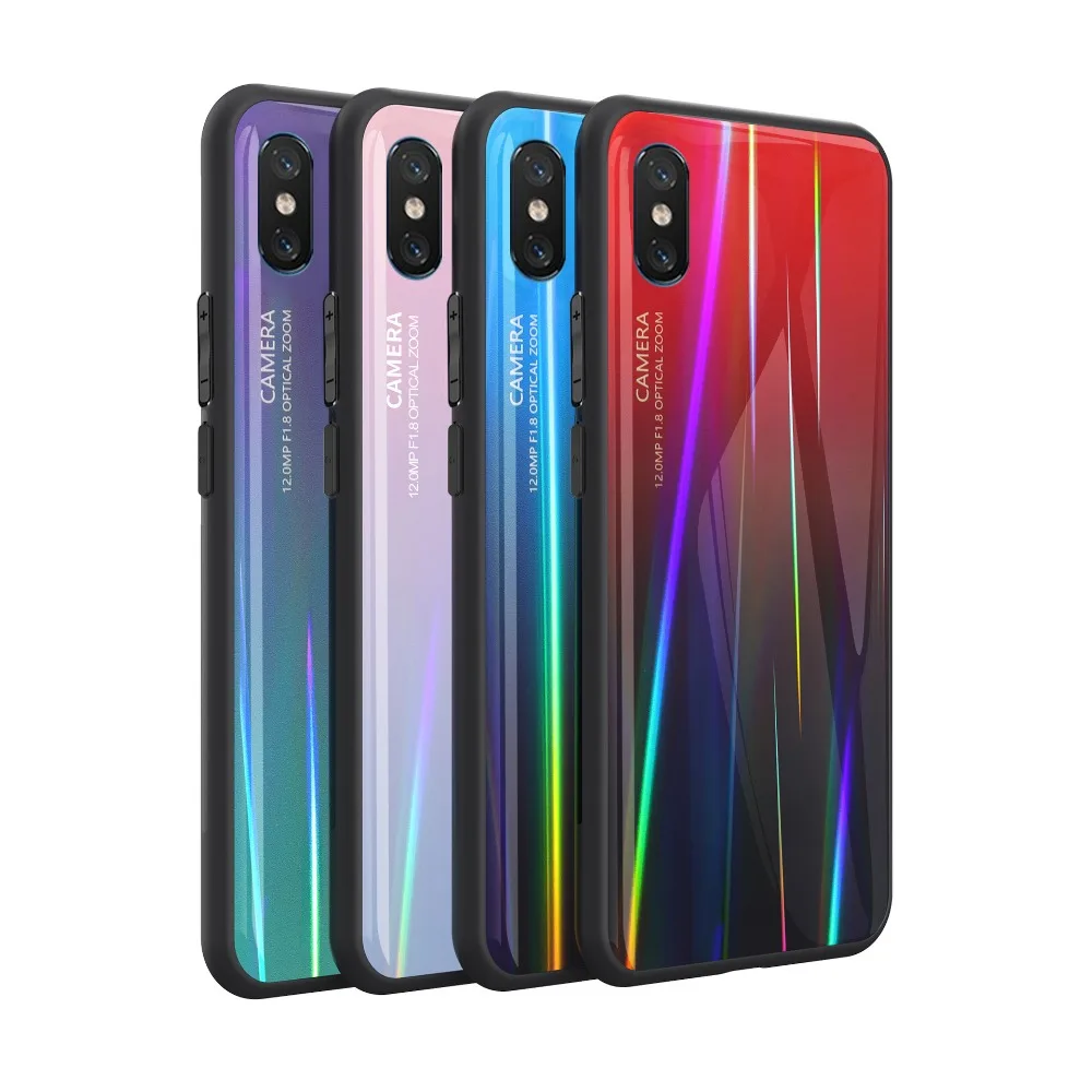 Чехол из закаленного стекла для Xiaomi Mi 9 Mi9 градиентный цвет лазерная стеклянная