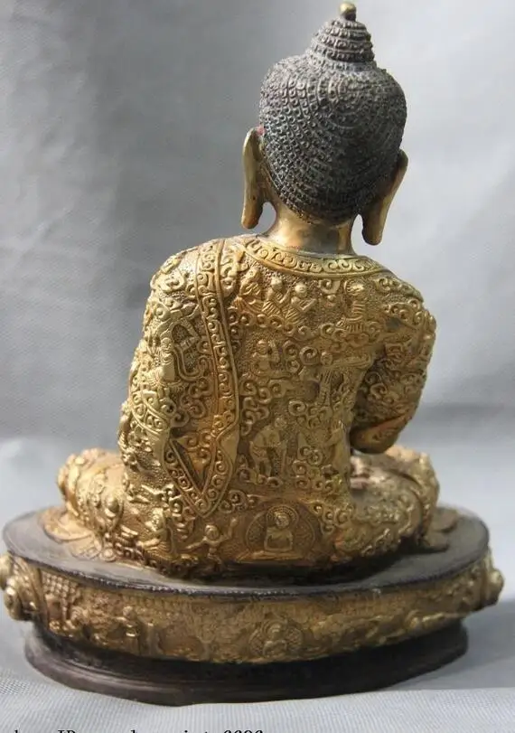 China Buddhism Temple Bronze Copper Sakyamuni Tathagata Rulai God Buddha Statue | Дом и сад