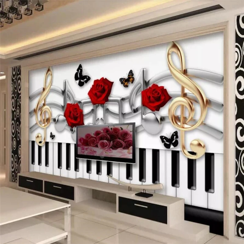 Wellyu пользовательские Обои 3d настенная Мода музыкальная тема диван фон стены