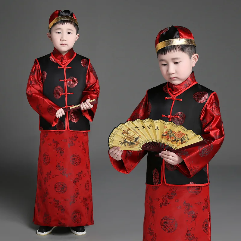 Детская винтажная одежда для мальчиков и девочек Hanfu платье принцессы костюм