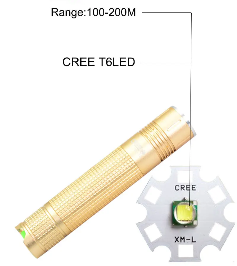 18650 baterie Перезаряжаемые светодиодный фонарик 1000 люмен Cree T6 Малый Handlight Супер