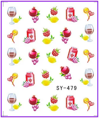 6 упак./лот блестящая наклейка на воду для ногтевого дизайна ногтей фруктовый