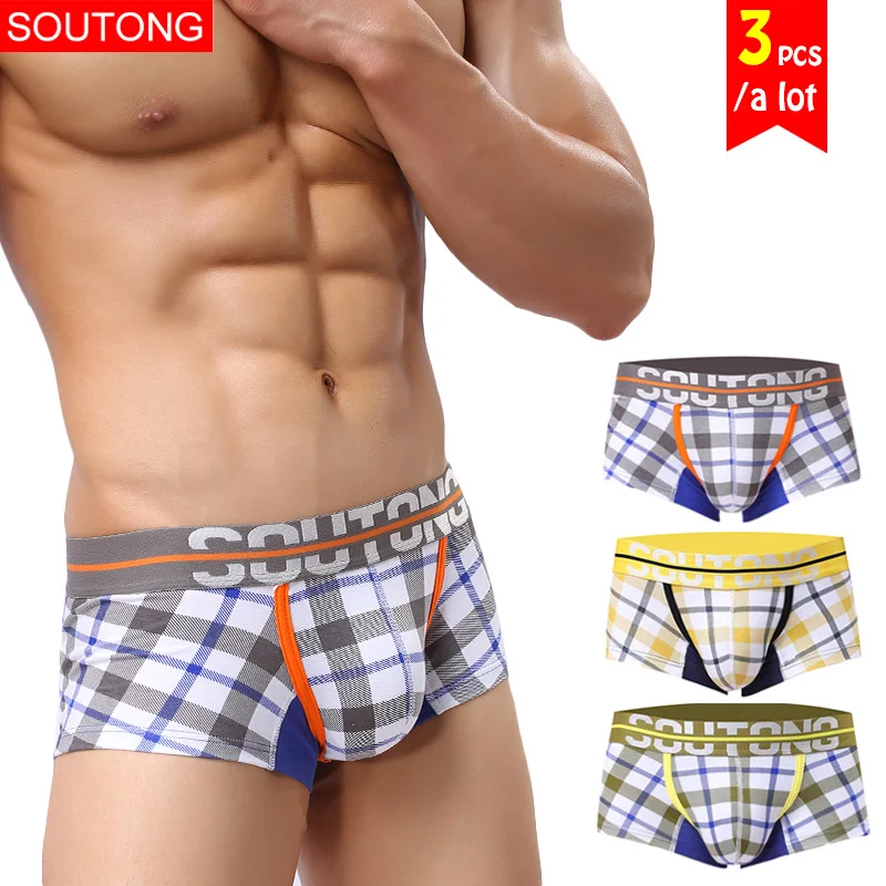 Soutong 3 шт./лот Мужское нижнее белье хлопок боксеры Cueca Calzoncillos Hombre мужские шорты |