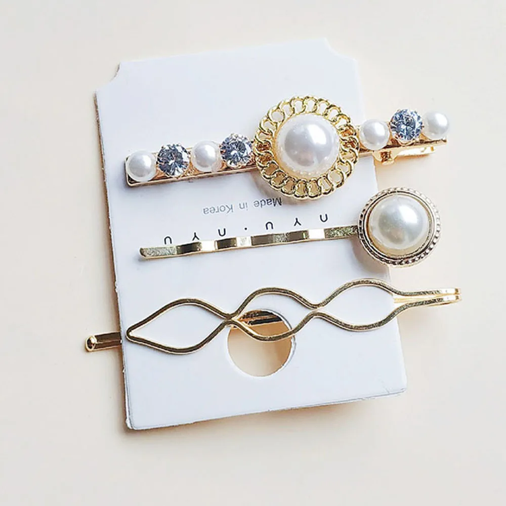 3 шт./компл. жемчуг металлический зажим для волос лента гребень заколка