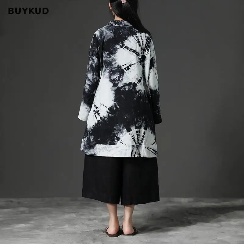 BUYKUD повседневное Свободные Хлопок Черный для женщин рубашка 2018 демисезонный