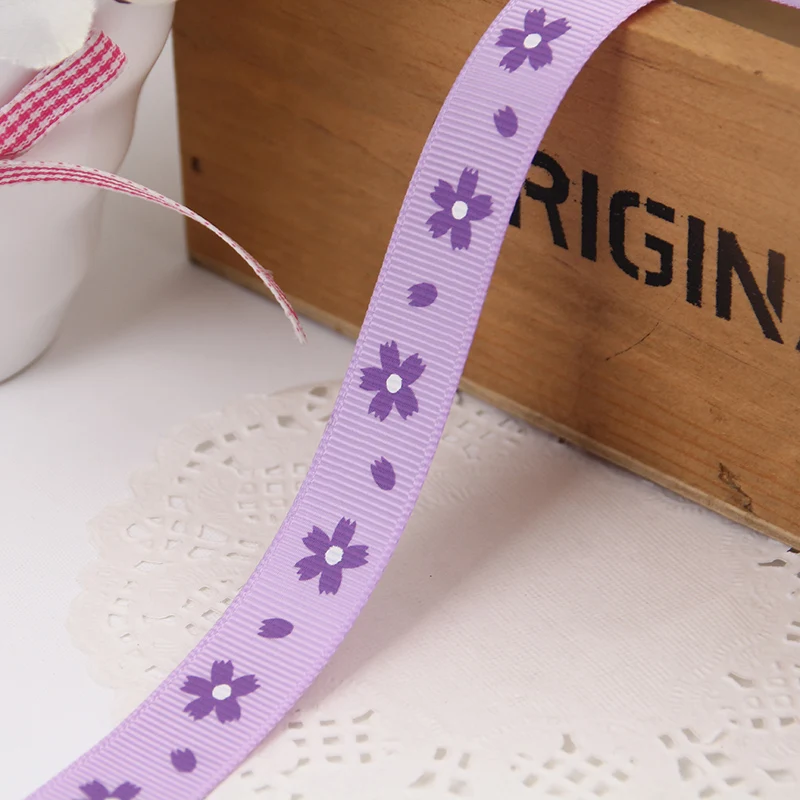 1 meter/lot 16MM cherry blossom print Grosgrain Sewing clothes Ribbon DIY Handmade Hair bowknot Accessories Decoration Supplies | Дом и сад