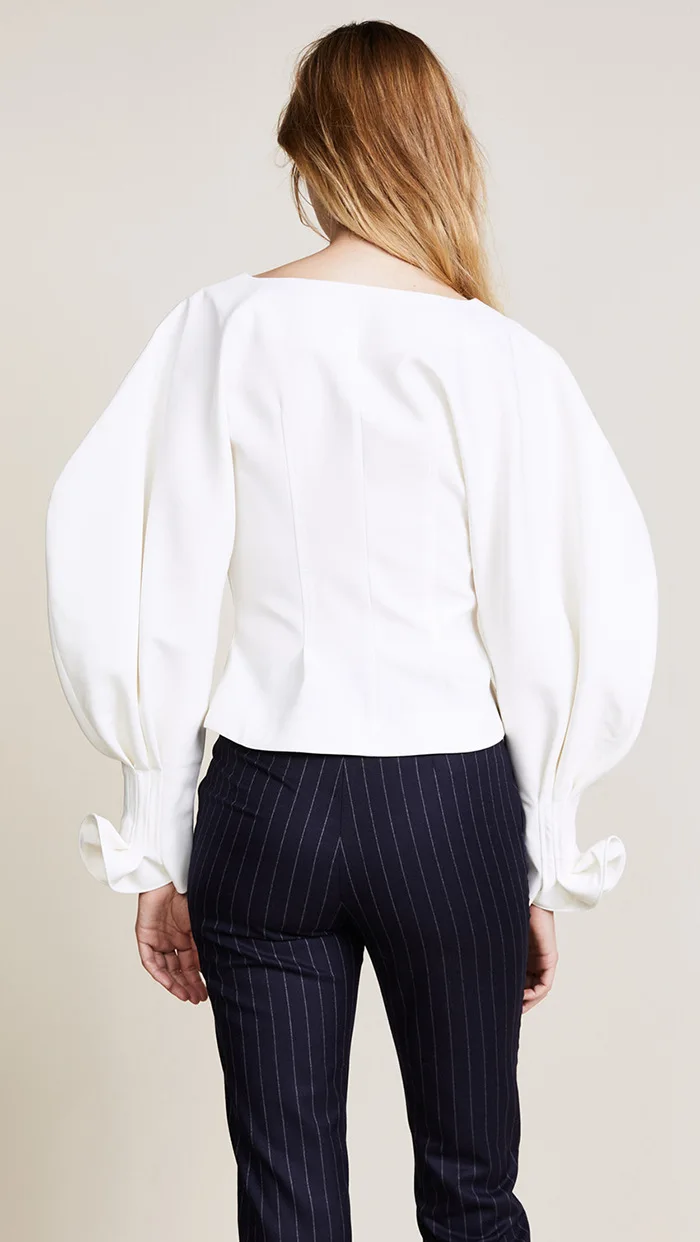 2018 Модные Винтажные женские белые топы с v-образным вырезом модные высокого