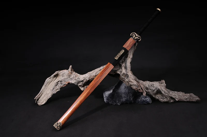 Меч китайской династии Хань дамасской сложенной стали обратный сложенный воды