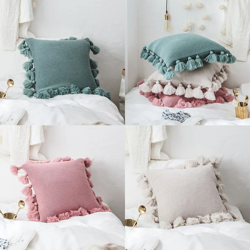 Наволочка для подушки в форме шара наволочка диванной с кисточкой декоративные