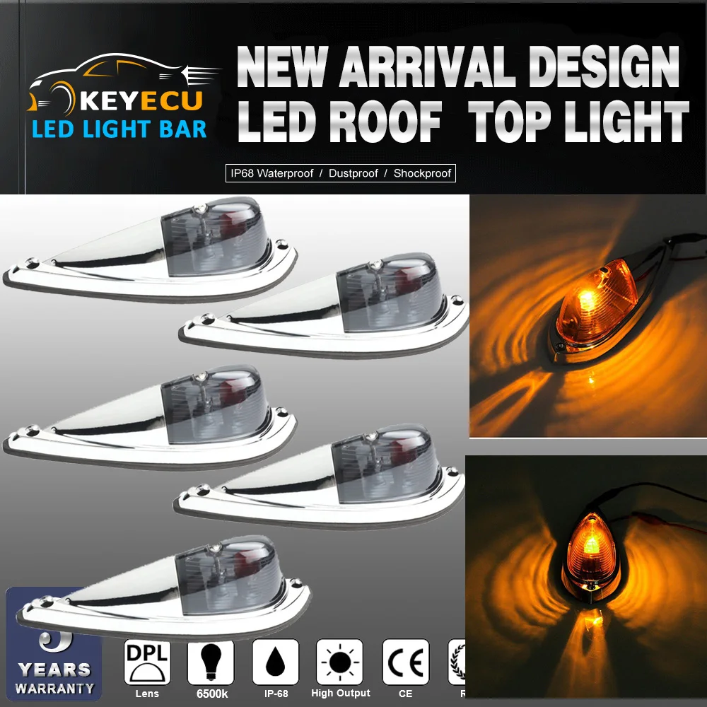 KEYECU 5X полуприцеп для грузовиков хромированная основа дымовая линза крыши кабины